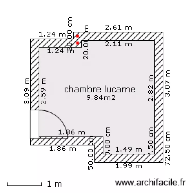 chambre lucarne. Plan de chambre lucarne. Plan de