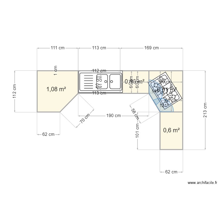 Element marbre2. Plan de 4 pièces et 3 m2