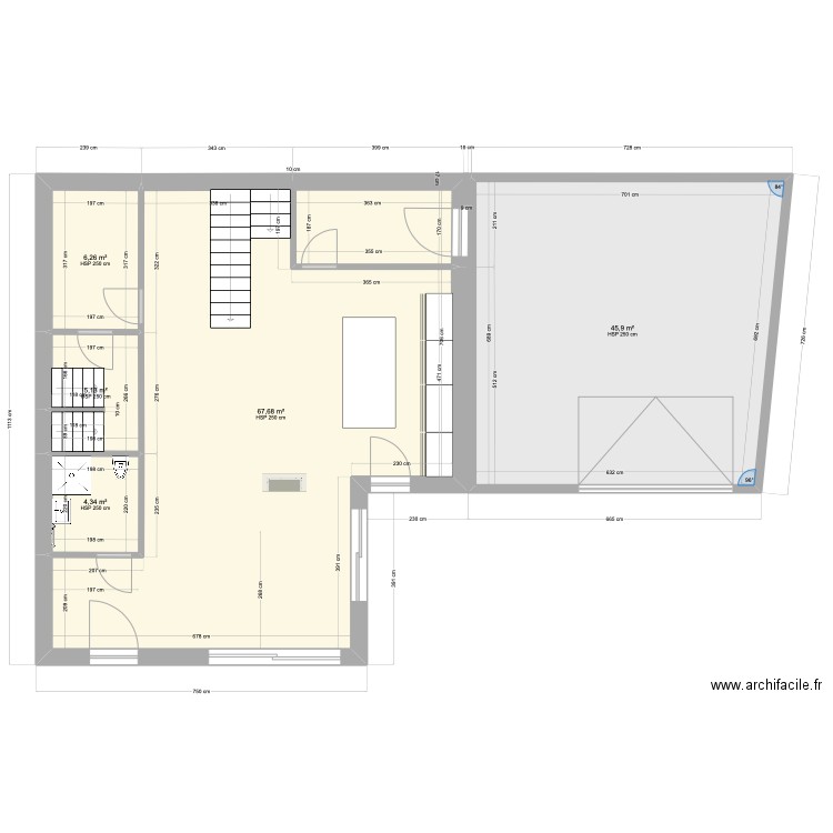 Stattmaten. Plan de 9 pièces et 201 m2