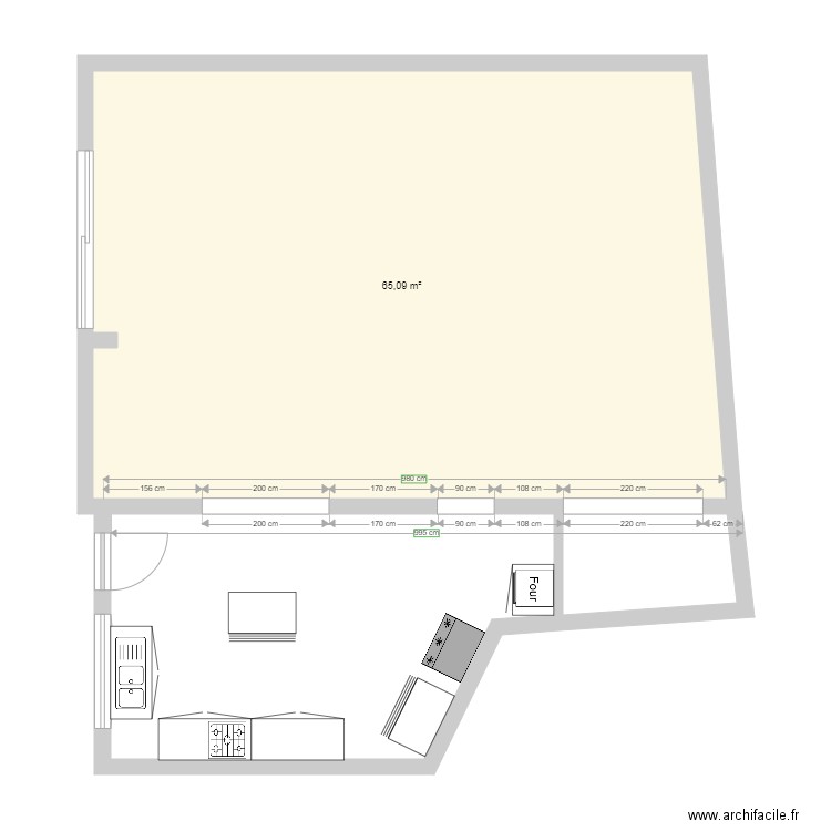 PLAN AGRANDISEMENT 150122. Plan de 1 pièce et 65 m2