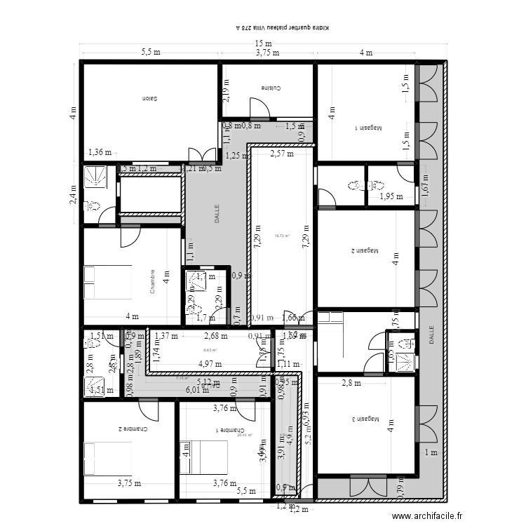 Sidy Dieng. Plan de 24 pièces et 239 m2