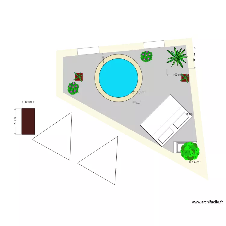 terrasse bas avec baldaquin et voile et jacuzzi 3. Plan de 
