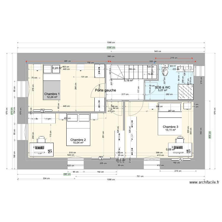 ANAIS BAT1 ETAGE 11 01 2023. Plan de 8 pièces et 51 m2