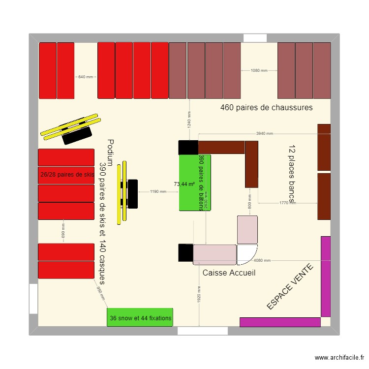 SPORTECH BIS. Plan de 1 pièce et 73 m2