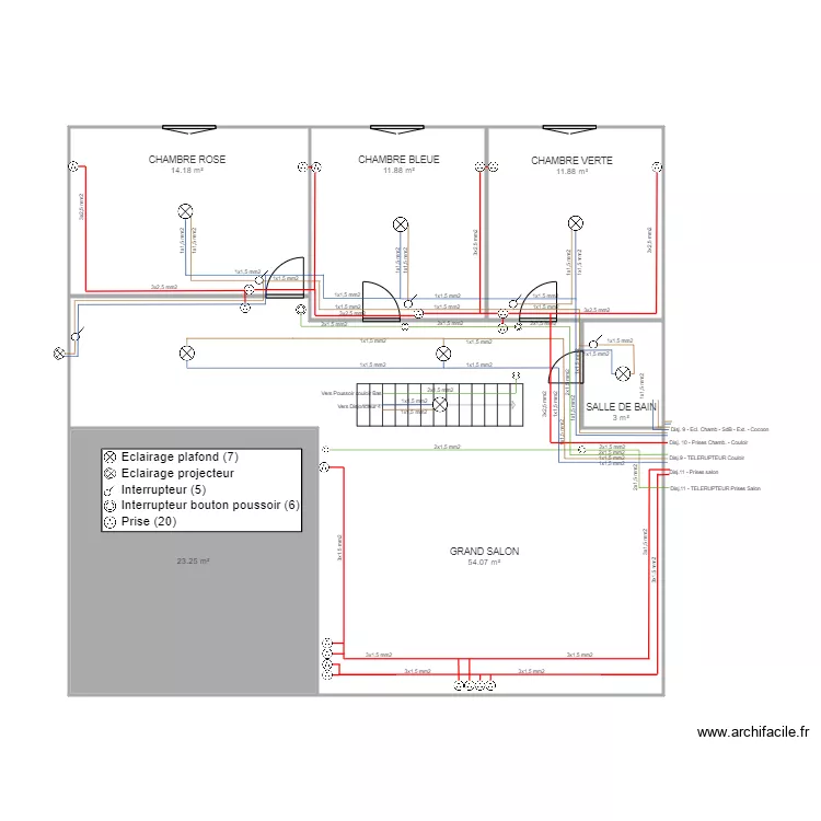 Etage Plan electrique. Plan de 
