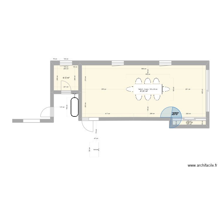 plan serignan création espace archives. Plan de 3 pièces et 47 m2