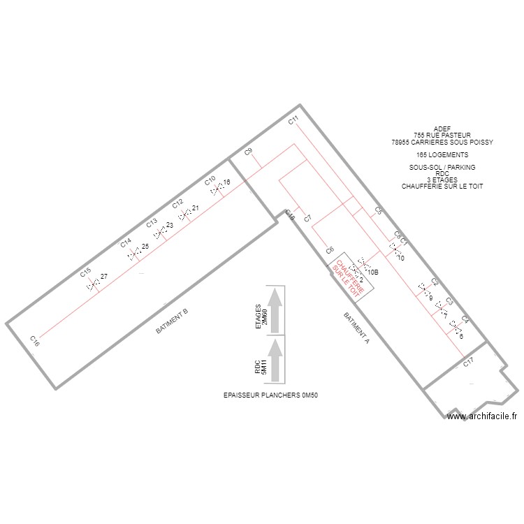 ADEF CARRIRES SOUS POISSY PASTEUR. Plan de 2 pièces et 634 m2