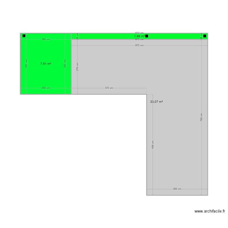 terrasse gwen. Plan de 3 pièces et 43 m2