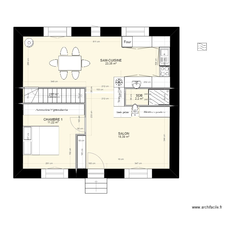 BREGILLE_R0_PROJET2. Plan de 5 pièces et 58 m2