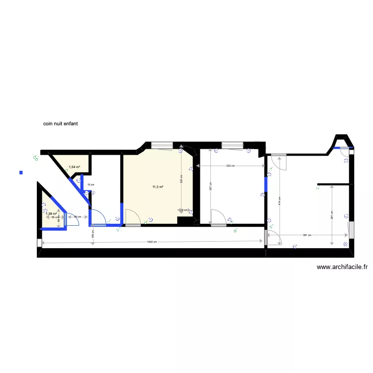coin nuit (prises). Plan de 