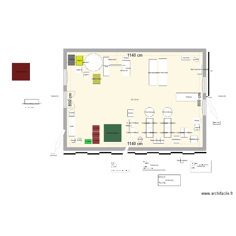 Tunnel. Plan de 1 pièce et 91 m2