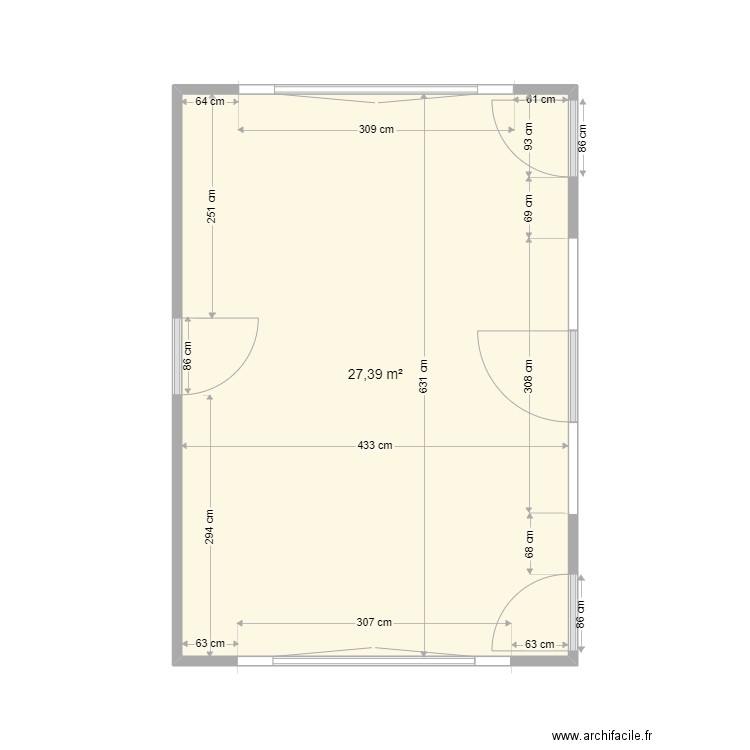 CuisineNantucket_Plan_nu. Plan de 1 pièce et 27 m2