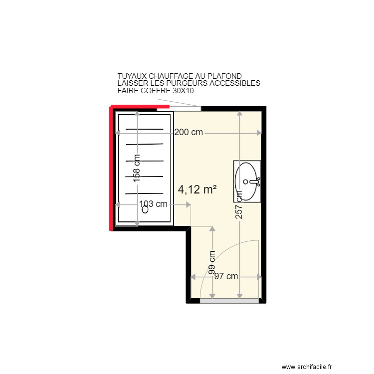 MERLIN LUCIENNE . Plan de 1 pièce et 4 m2