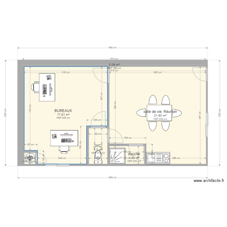 Vestiaire Repos Bureau MPB Capbreton 2. Plan de 0 pièce et 0 m2