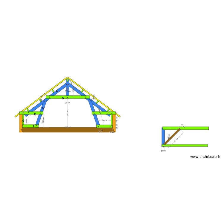 charpante. Plan de 0 pièce et 0 m2