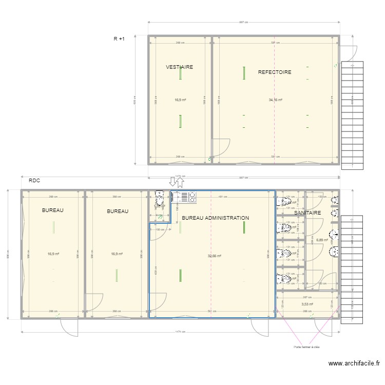 ACH Ciney. Plan de 12 pièces et 135 m2