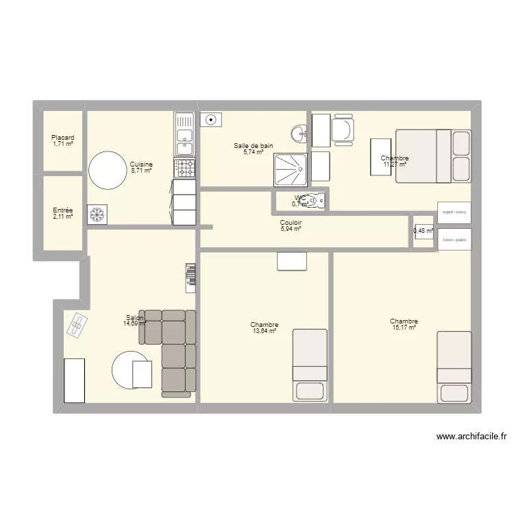 Mon peut-&ecirc;tre futur cocon. Plan de 11  et 80 m²