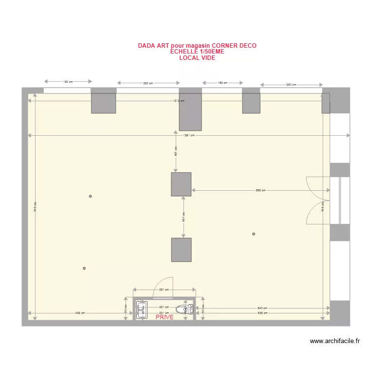 boutique CORNER DECO pour DADA ART. Plan de 