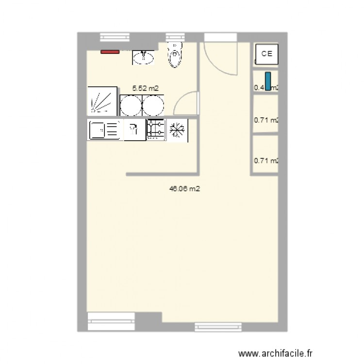 Appart 16B en studio 40m2. Plan de 0 pièce et 0 m2