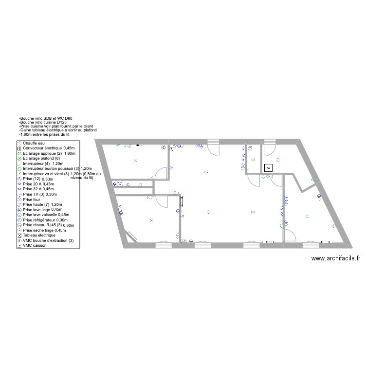 SCI Pichon. Plan de 6 pièces et 71 m2