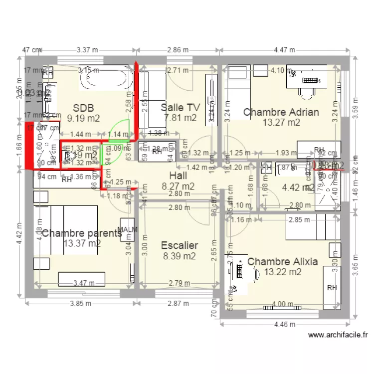Moulin 1er &eacute;tage 09 01. Plan de 