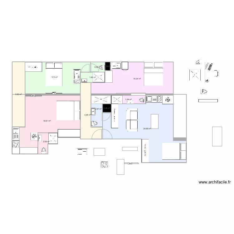 Crimée 4 studios BIS. Plan de Crimée 4 studios BIS. Plan de