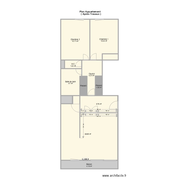 Appt  lecour après tvx V02. Plan de 0 pièce et 0 m2