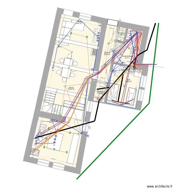 Ça avance1. Plan de 21 pièces et 405 m2