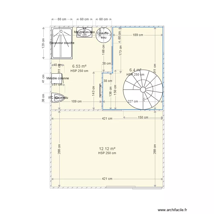 Salle de Douche RDC. Plan de 