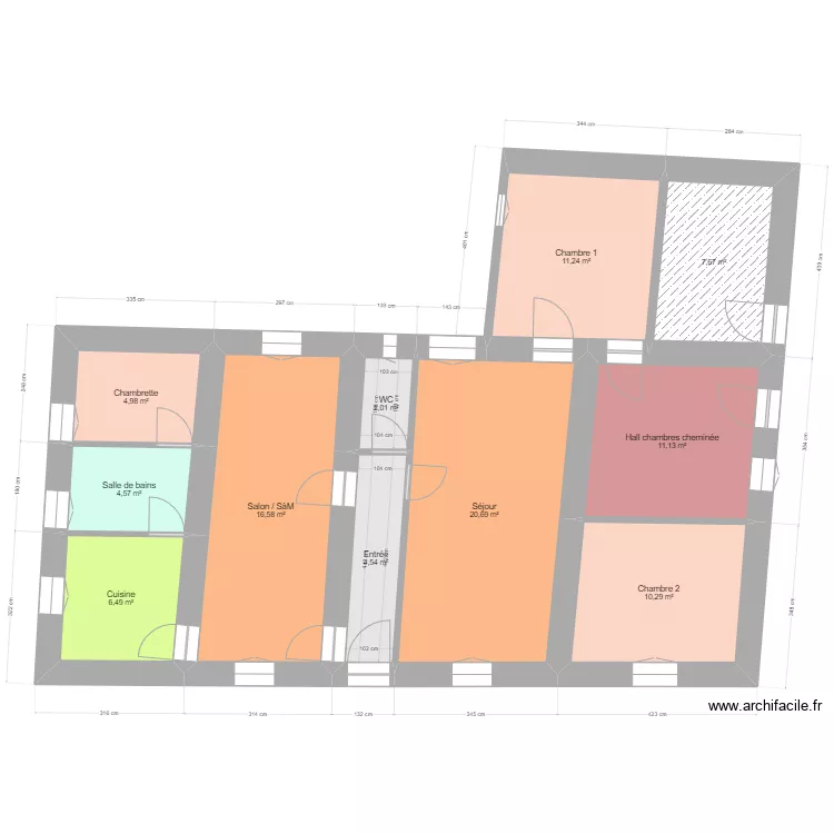 Etage APT initial. Plan de 