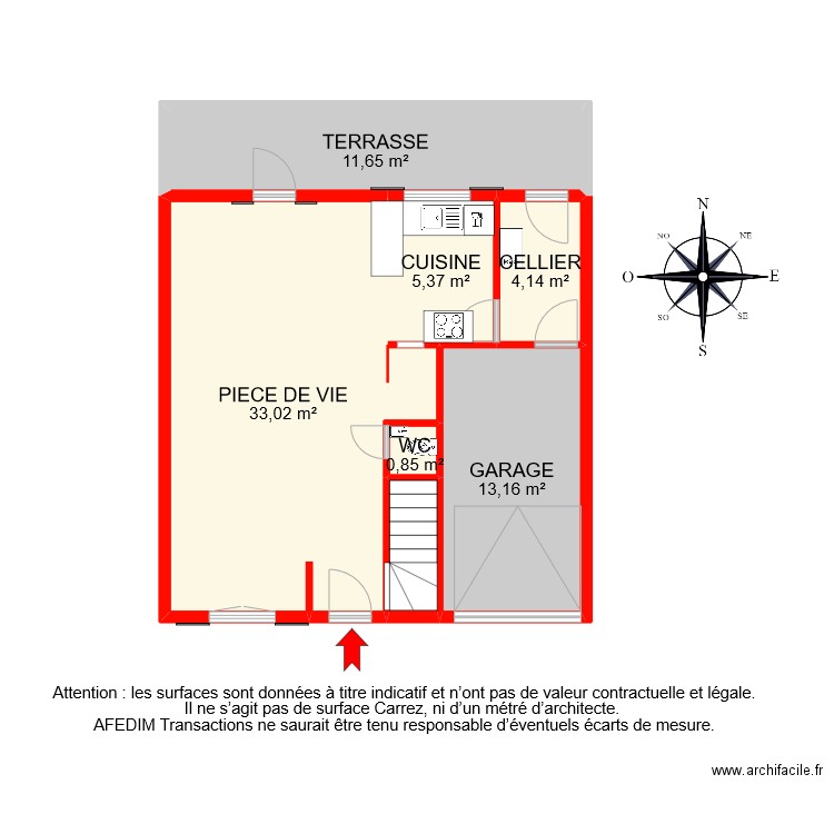 BI 9418 RDC ef. Plan de 7 pièces et 70 m2