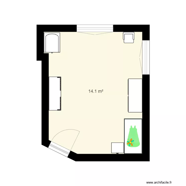 Plan 2D chambre 1. Plan de 