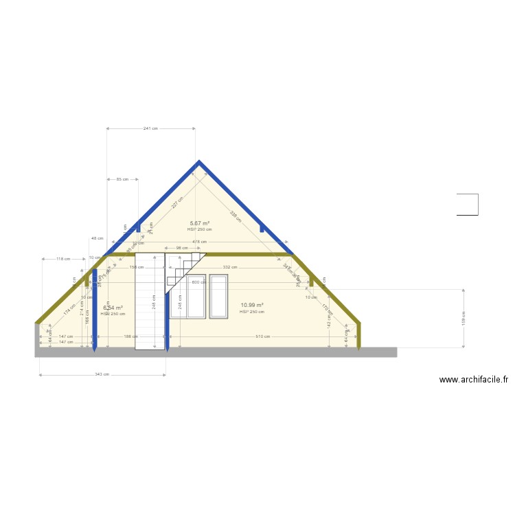 COUPE ETAGE escalier. Plan de 0 pièce et 0 m2