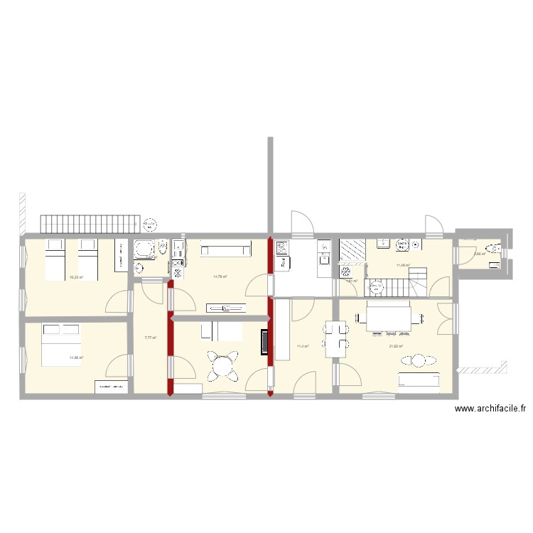 rdc marennes mai 2023. Plan de 11 pièces et 119 m2