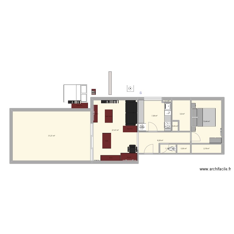 appartement brasserie 3. Plan de 11 pièces et 86 m2