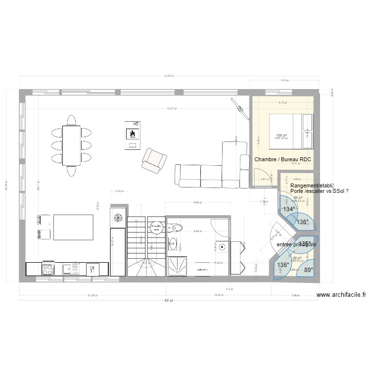 st-antoine 2 etages- 3ch a l'étage 6oct2023. Plan de 5 pièces et 29 m2