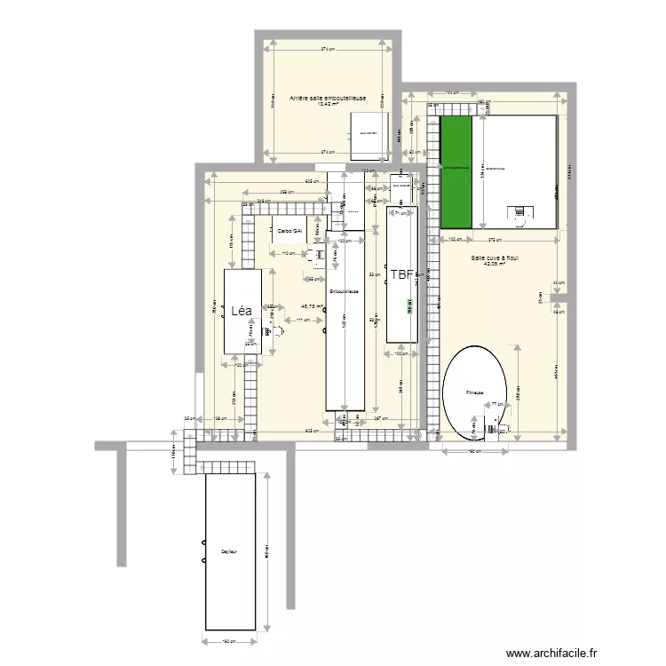 Salle embouteilleuse. Plan de 