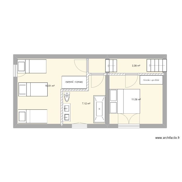 La Colletière - Etage V1. Plan de 4 pièces et 38 m2
