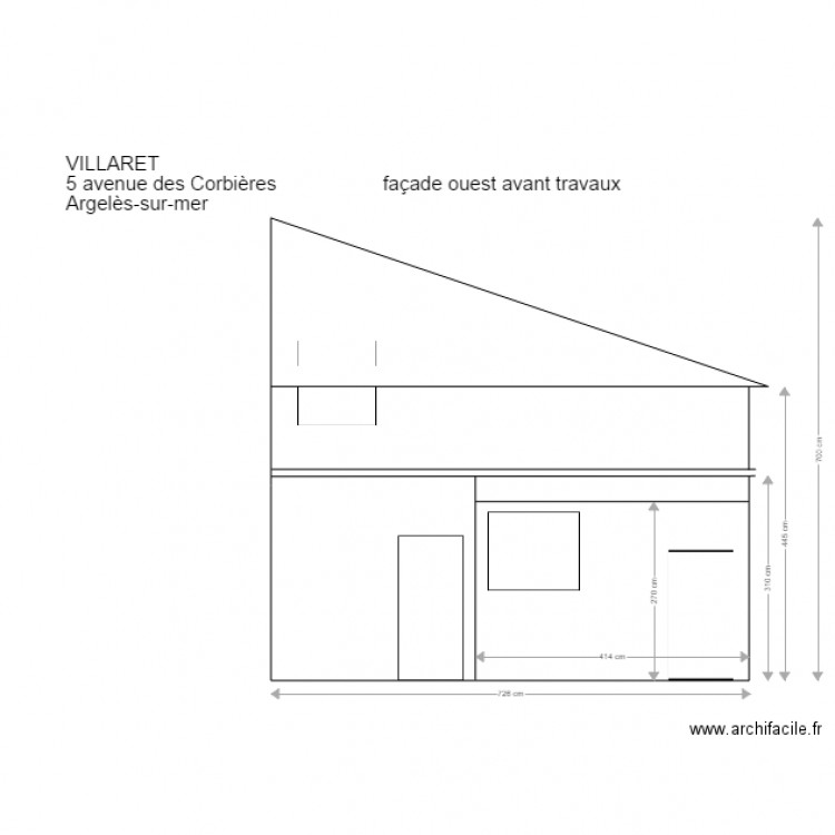 façade ouest avant travaux. Plan de 0 pièce et 0 m2