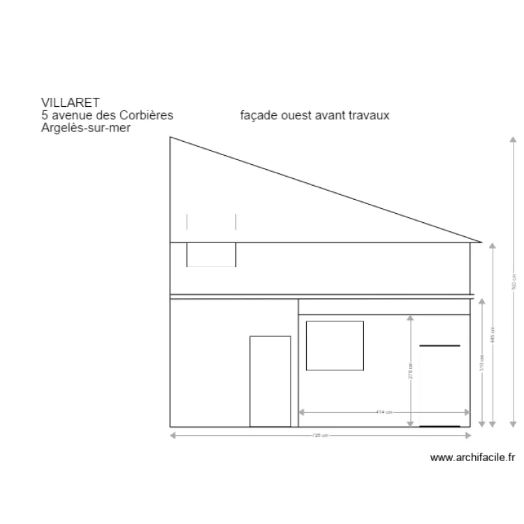 façade ouest avant travaux. Plan de façade ouest avant travaux. Plan de