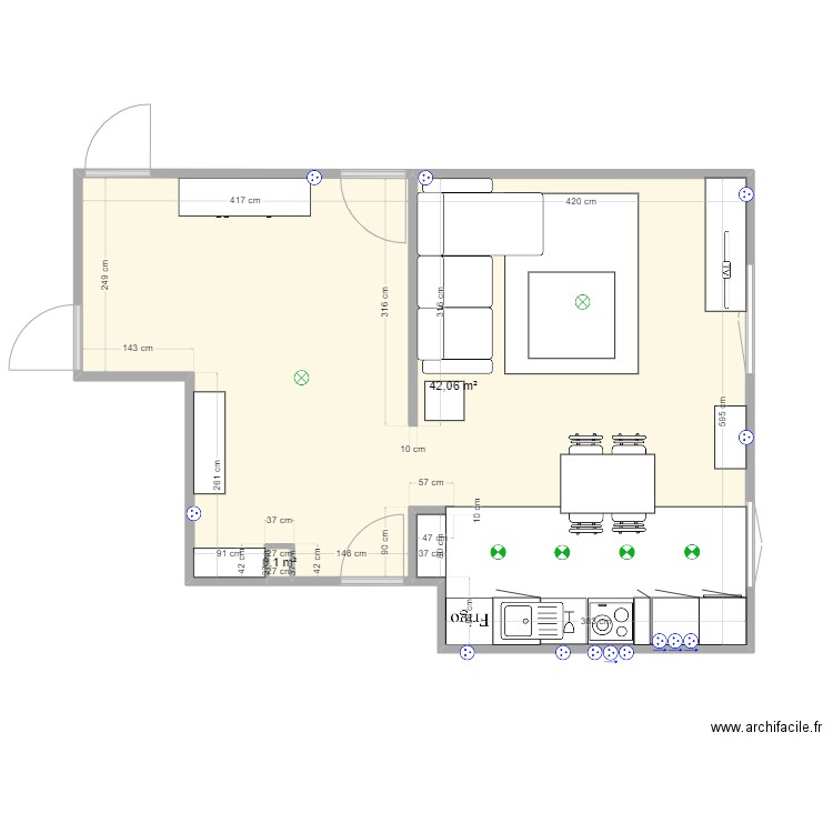 plan breteuil. Plan de 2 pièces et 42 m2