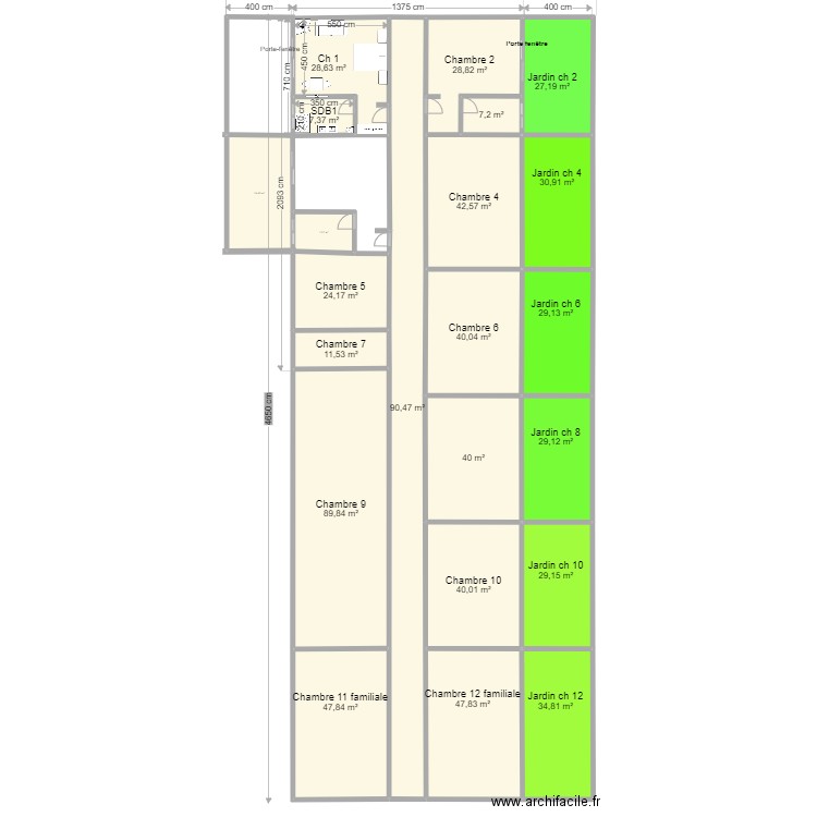 Bâtiment 12 ch fleuve v 4. Plan de 22 pièces et 759 m2