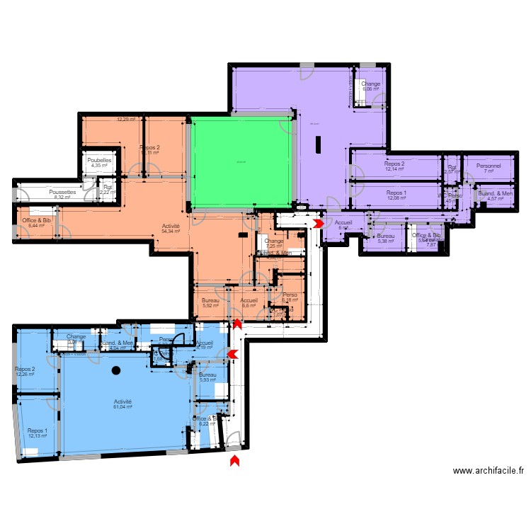 93 Aubervilliers Motte Global PROJET V ArL 071022 post PMI. Plan de 38 pièces et 456 m2