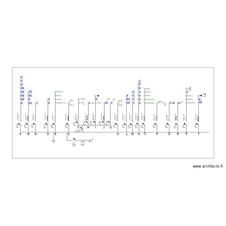 schema unifilaire romain. Plan de 1 pièce et 121 m2