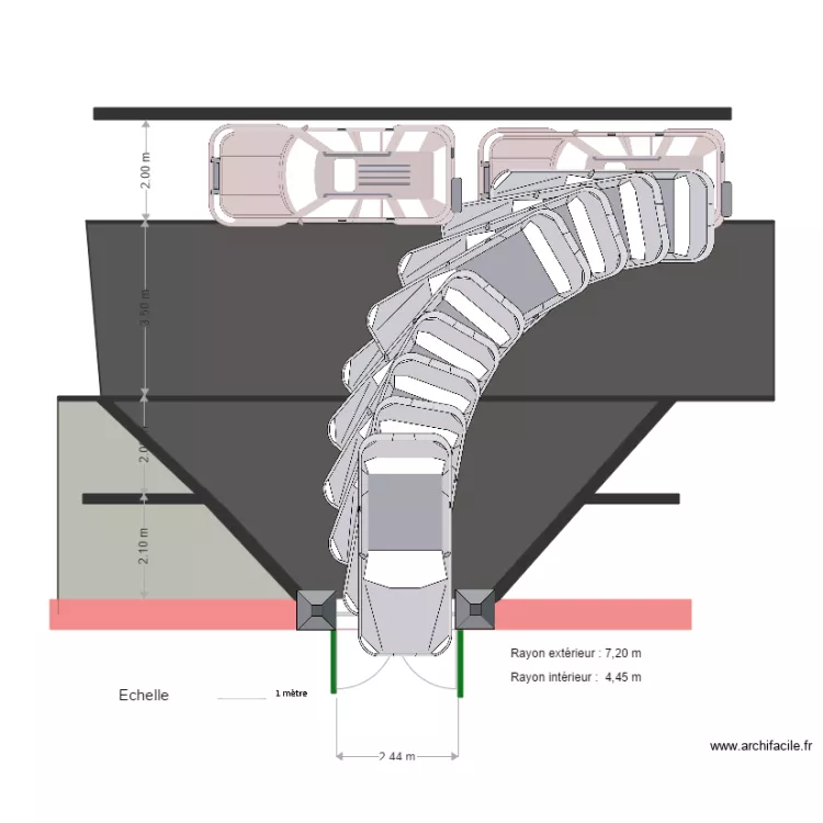 Giration pour entrer L450 l180 E 260 Pa 80 R600 bis. Plan de Giration pour entrer L450 l180 E 260 Pa 80 R600 bis. Plan de