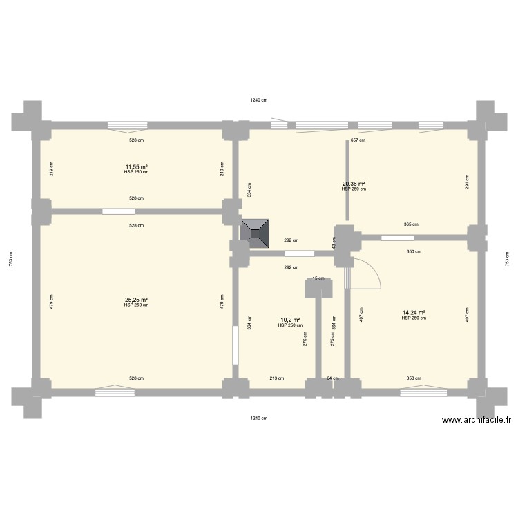 TUSCH  ETAGE. Plan de 5 pièces et 82 m2