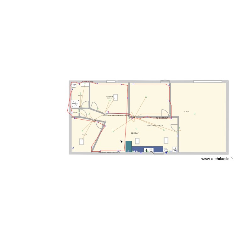 PLAN DE PALFOND. Plan de 6 pièces et 139 m2
