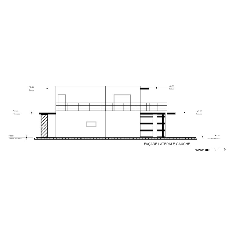 plan de façade droite. Plan de 0 pièce et 0 m2