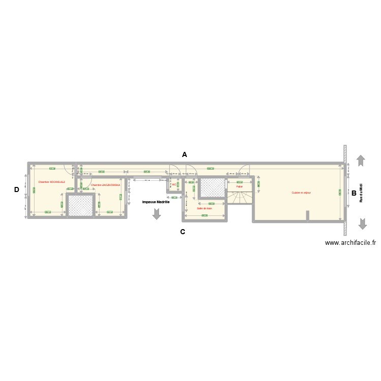 Midi 29 (meures appartement). Plan de 9 pièces et 68 m2