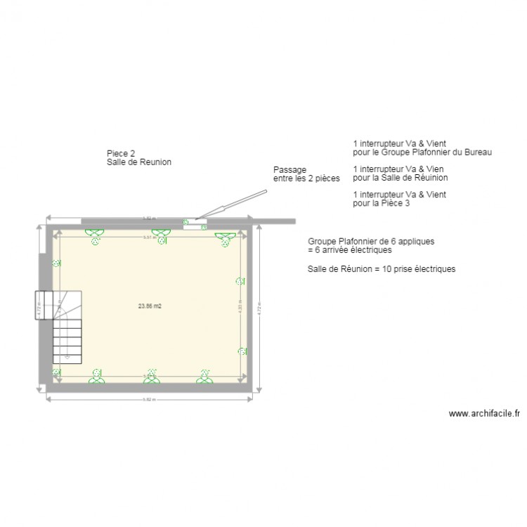 Piece 2 Salle de Réunion Electricité. Plan de 0 pièce et 0 m2